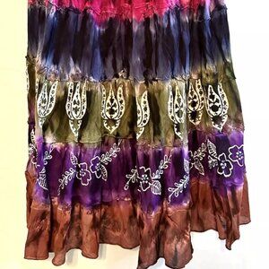 Boho Hippie Studded Colorful Mid Skirt MED Dress Barn Womens EUC